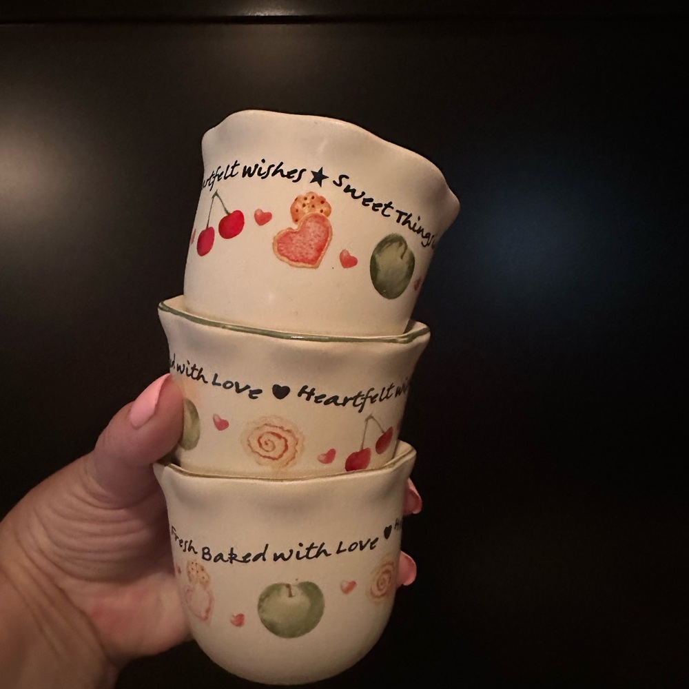 Ceramic Candle Holder Trio • “With Love” Designs • Farmhouse Kitchen Décor